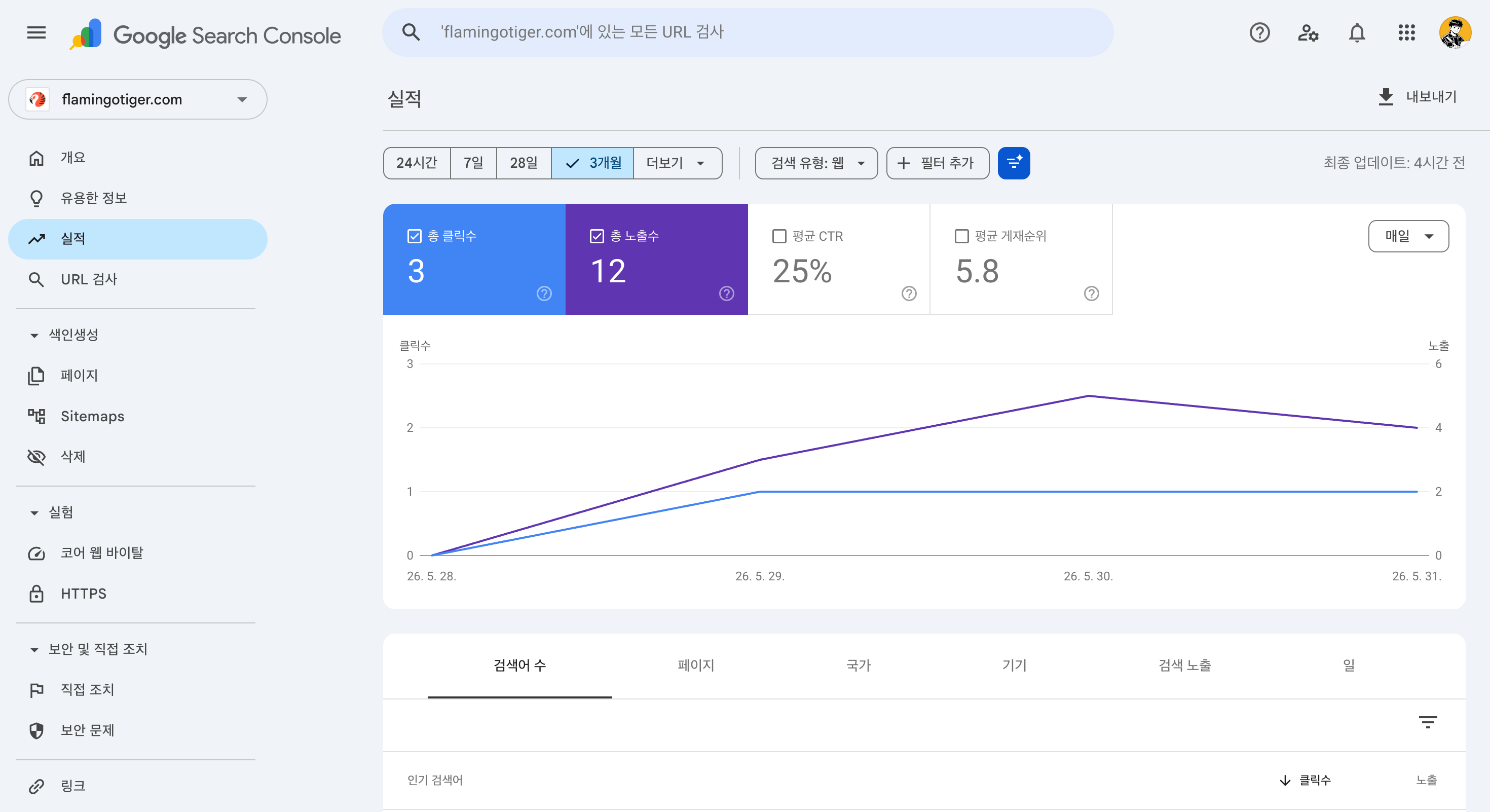 Google Search Console 검색 성과 보고서